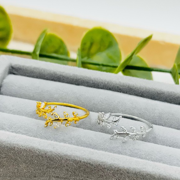 925 Sterling Silver Branch And Leaf Open Ring - Picture 9 of 11